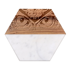 Owl Marble Wood Coaster (hexagon)  by Amaryn4rt