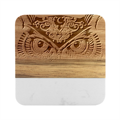 Owl Marble Wood Coaster (square) by Amaryn4rt