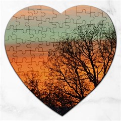 Twilight Sunset Sky Evening Clouds Jigsaw Puzzle (heart) by Amaryn4rt