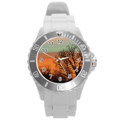 Twilight Sunset Sky Evening Clouds Round Plastic Sport Watch (l) by Amaryn4rt