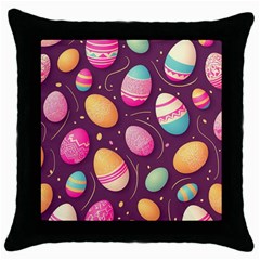 Easter Eggs Egg Throw Pillow Case (black) by Ravend