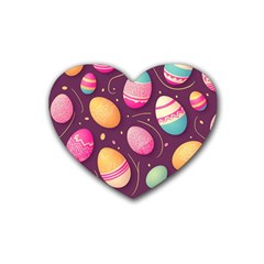 Easter Eggs Egg Rubber Heart Coaster (4 Pack) by Ravend