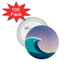 Tsunami Tidal Wave Wave Minimalist Ocean Sea 4 1 75  Buttons (100 Pack)  by Wegoenart