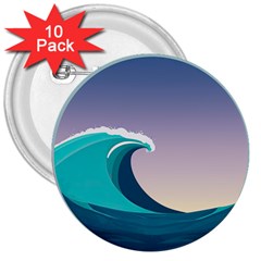 Tsunami Tidal Wave Wave Minimalist Ocean Sea 4 3  Buttons (10 Pack)  by Wegoenart