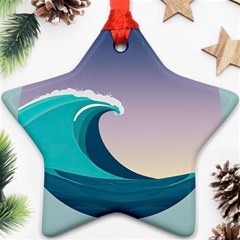 Tsunami Tidal Wave Wave Minimalist Ocean Sea 4 Star Ornament (two Sides) by Wegoenart