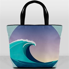 Tsunami Tidal Wave Wave Minimalist Ocean Sea 4 Bucket Bag by Wegoenart