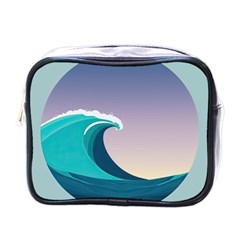 Tsunami Tidal Wave Wave Minimalist Ocean Sea 4 Mini Toiletries Bag (one Side) by Wegoenart