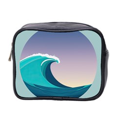 Tsunami Tidal Wave Wave Minimalist Ocean Sea 4 Mini Toiletries Bag (two Sides) by Wegoenart