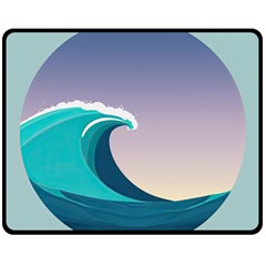 Tsunami Tidal Wave Wave Minimalist Ocean Sea 4 Fleece Blanket (medium) by Wegoenart