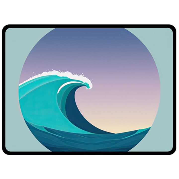 Tsunami Tidal Wave Wave Minimalist Ocean Sea 4 Two Sides Fleece Blanket (Large)