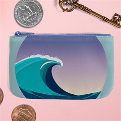 Tsunami Tidal Wave Wave Minimalist Ocean Sea 4 Large Coin Purse by Wegoenart