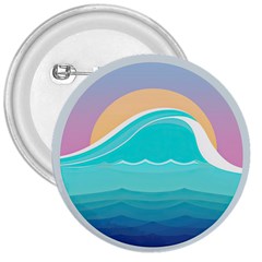 Tsunami Tidal Wave Wave Minimalist Ocean Sea 3  Buttons by Wegoenart