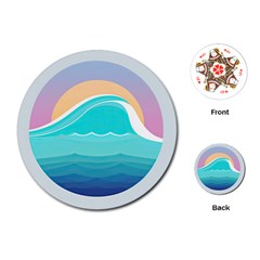 Tsunami Tidal Wave Wave Minimalist Ocean Sea Playing Cards Single Design (round) by Wegoenart