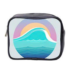 Tsunami Tidal Wave Wave Minimalist Ocean Sea Mini Toiletries Bag (two Sides) by Wegoenart