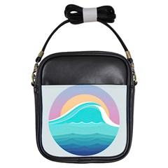 Tsunami Tidal Wave Wave Minimalist Ocean Sea Girls Sling Bag by Wegoenart