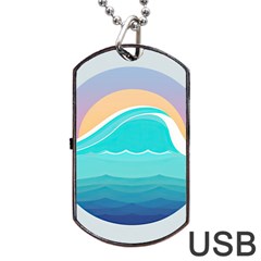 Tsunami Tidal Wave Wave Minimalist Ocean Sea Dog Tag Usb Flash (two Sides) by Wegoenart