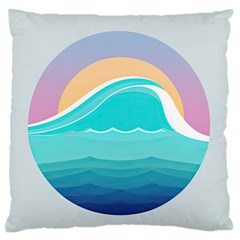 Tsunami Tidal Wave Wave Minimalist Ocean Sea Large Premium Plush Fleece Cushion Case (one Side) by Wegoenart