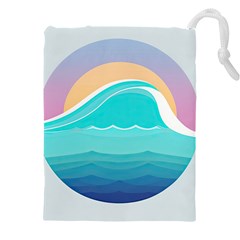 Tsunami Tidal Wave Wave Minimalist Ocean Sea Drawstring Pouch (5xl) by Wegoenart