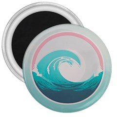 Tidal Wave Ocean Sea Tsunami Wave Minimalist 3  Magnets by Wegoenart