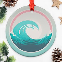 Tidal Wave Ocean Sea Tsunami Wave Minimalist Ornament (round) by Wegoenart