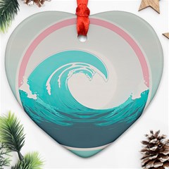 Tidal Wave Ocean Sea Tsunami Wave Minimalist Ornament (heart) by Wegoenart