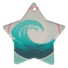 Tidal Wave Ocean Sea Tsunami Wave Minimalist Ornament (star) by Wegoenart