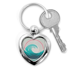 Tidal Wave Ocean Sea Tsunami Wave Minimalist Key Chain (heart) by Wegoenart