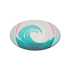 Tidal Wave Ocean Sea Tsunami Wave Minimalist Sticker (oval) by Wegoenart