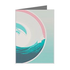 Tidal Wave Ocean Sea Tsunami Wave Minimalist Mini Greeting Card by Wegoenart