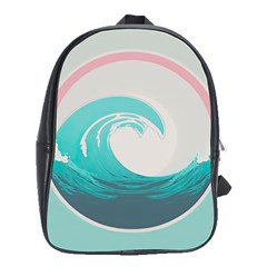 Tidal Wave Ocean Sea Tsunami Wave Minimalist School Bag (large) by Wegoenart