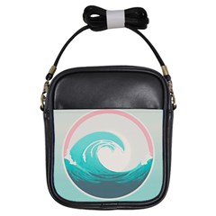 Tidal Wave Ocean Sea Tsunami Wave Minimalist Girls Sling Bag by Wegoenart