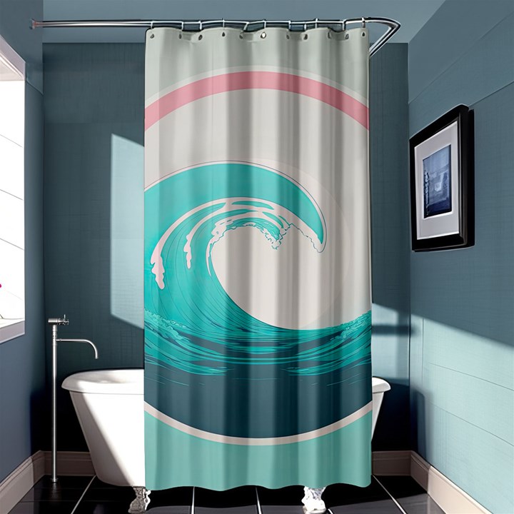 Tidal Wave Ocean Sea Tsunami Wave Minimalist Shower Curtain 36  x 72  (Stall) 