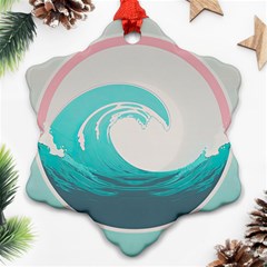 Tidal Wave Ocean Sea Tsunami Wave Minimalist Ornament (snowflake) by Wegoenart