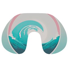 Tidal Wave Ocean Sea Tsunami Wave Minimalist Travel Neck Pillow by Wegoenart