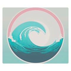 Tidal Wave Ocean Sea Tsunami Wave Minimalist Two Sides Premium Plush Fleece Blanket (small) by Wegoenart