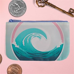 Tidal Wave Ocean Sea Tsunami Wave Minimalist Large Coin Purse by Wegoenart