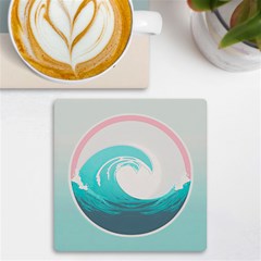 Tidal Wave Ocean Sea Tsunami Wave Minimalist Uv Print Square Tile Coaster  by Wegoenart