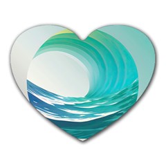 Tsunami Tidal Wave Wave Minimalist Ocean Sea 2 Heart Mousepad by Wegoenart