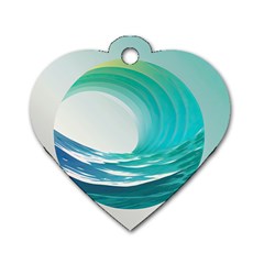 Tsunami Tidal Wave Wave Minimalist Ocean Sea 2 Dog Tag Heart (one Side) by Wegoenart