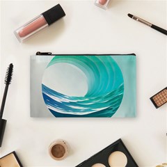 Tsunami Tidal Wave Wave Minimalist Ocean Sea 2 Cosmetic Bag (small) by Wegoenart