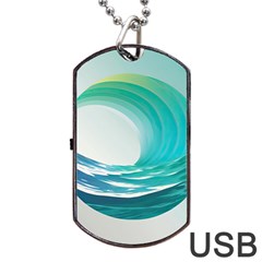 Tsunami Tidal Wave Wave Minimalist Ocean Sea 2 Dog Tag Usb Flash (two Sides) by Wegoenart