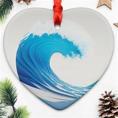 Wave Tsunami Tidal Wave Ocean Sea Water Ornament (heart) by Wegoenart