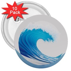 Wave Tsunami Tidal Wave Ocean Sea Water 3  Buttons (10 Pack)  by Wegoenart