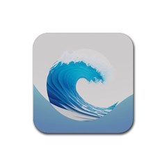 Wave Tsunami Tidal Wave Ocean Sea Water Rubber Coaster (square) by Wegoenart