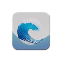 Wave Tsunami Tidal Wave Ocean Sea Water Rubber Square Coaster (4 Pack) by Wegoenart