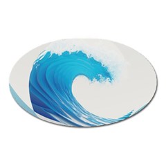 Wave Tsunami Tidal Wave Ocean Sea Water Oval Magnet by Wegoenart