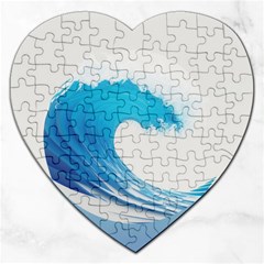 Wave Tsunami Tidal Wave Ocean Sea Water Jigsaw Puzzle (heart) by Wegoenart