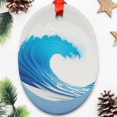 Wave Tsunami Tidal Wave Ocean Sea Water Oval Ornament (two Sides) by Wegoenart