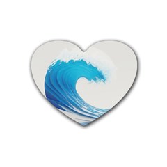 Wave Tsunami Tidal Wave Ocean Sea Water Rubber Coaster (heart) by Wegoenart