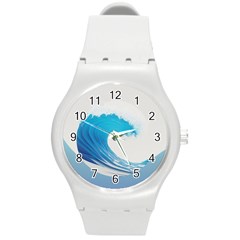 Wave Tsunami Tidal Wave Ocean Sea Water Round Plastic Sport Watch (m) by Wegoenart